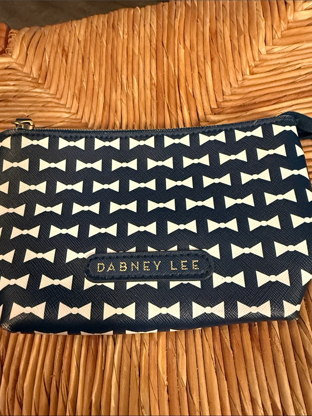 Dabney Lee Navy & White Bow Print Wristlet Pouch